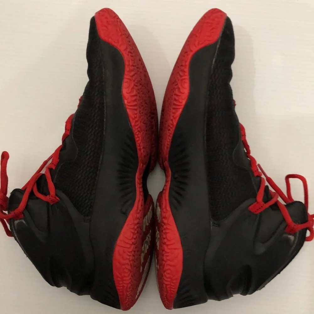 ADIDAS RED BLACK BASKETBALL SNEAKERS MENS SIZE 8